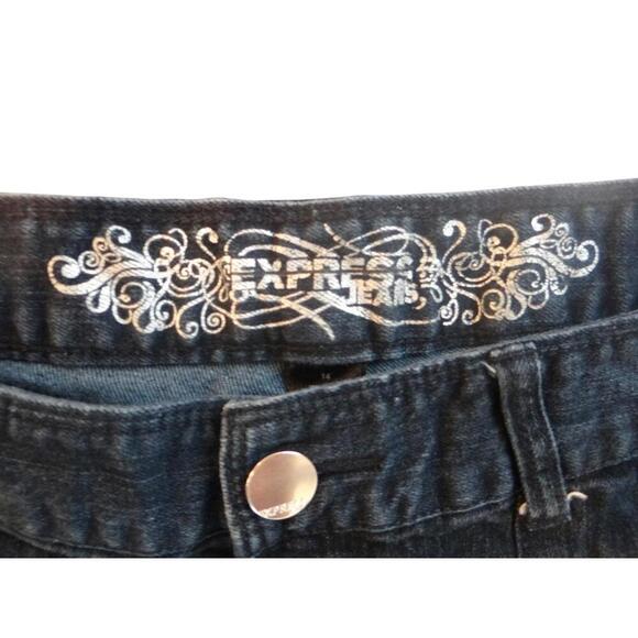 Express Dark Wash Denim Shorts - Size 14 - Picture 2 of 5